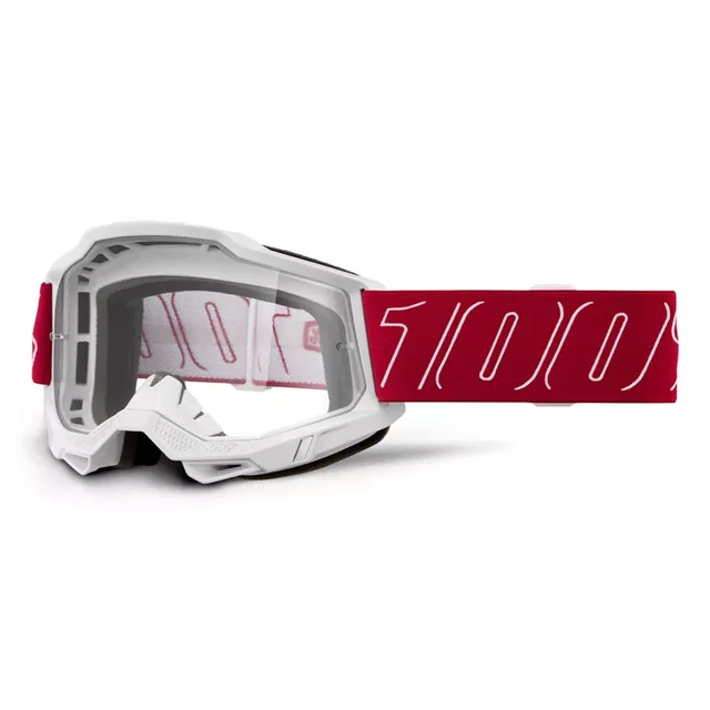 Motokrosové okuliare 100% Accuri 2 - Mifflin tmavo modrá, čire plexi - Redline červená, číre plexi
