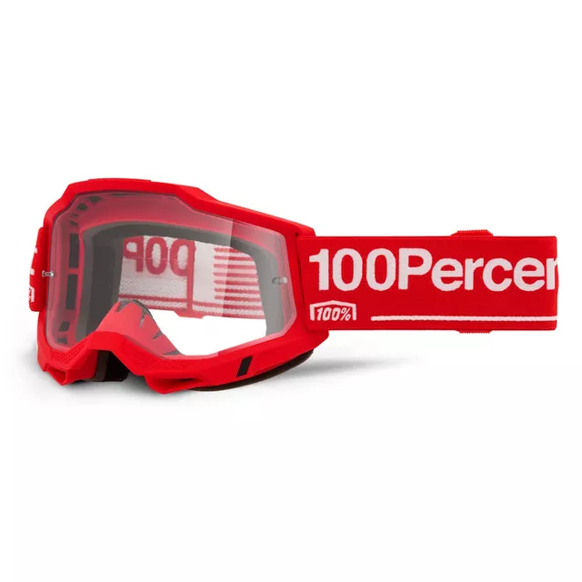 Motokrosové okuliare 100% Accuri 2 - Mifflin tmavo modrá, čire plexi - Wolg červená, číre plexi