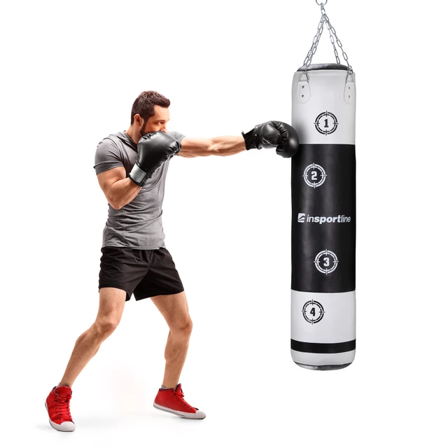 Boxovacie vrece inSPORTline Robkin 35x150 cm / 40 kg - čierno-biela - čierno-biela