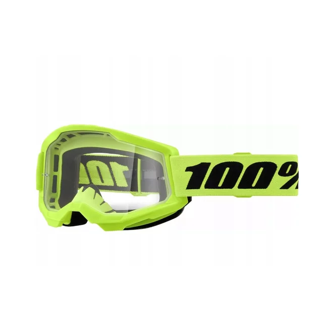 Detské motokrosové okuliare 100% Strata Mini - Gron červená, číre plexi - Yellow žltá, číre plexi