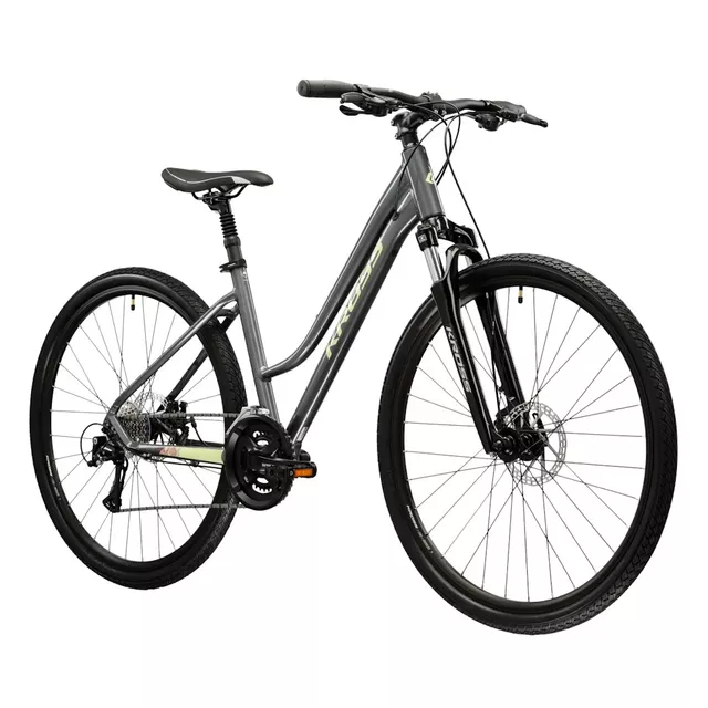 Dámsky crossový bicykel Kross EVADO 3.0 28" - model 2025 - šedá / zelená / lesk