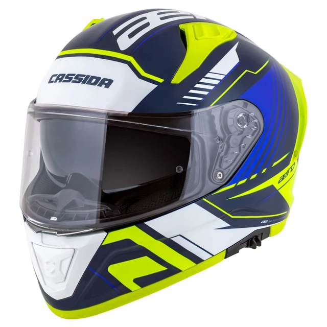 Moto prilba Cassida Aero Drome modrá/žltá fluo/svetlo modrá/biela