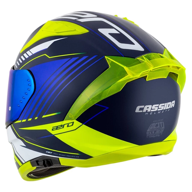 Moto prilba Cassida Aero Drome modrá/žltá fluo/svetlo modrá/biela