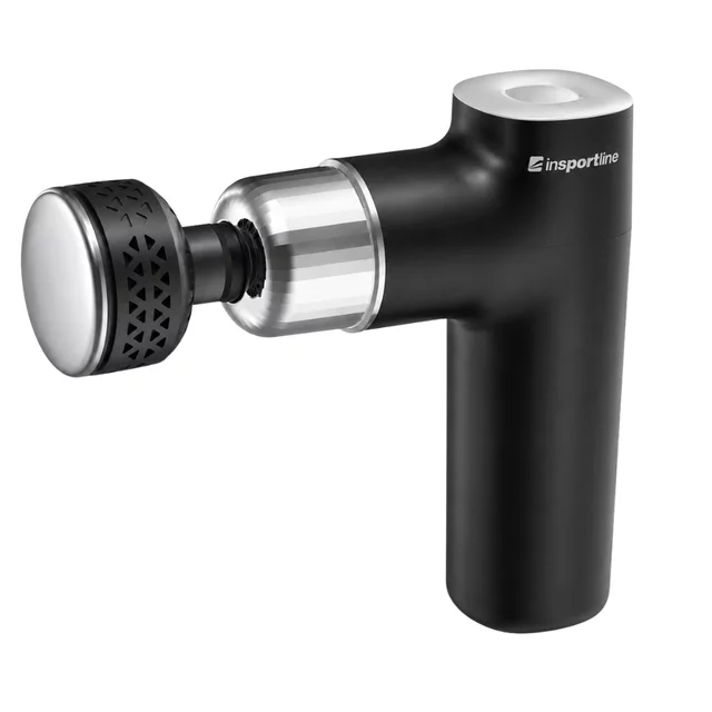 Masážna pištoľ s hrejivým/chladivým nadstavcom inSPORTline ChillFrost • 1800 mAh • 1600-2800 rpm • až 6 mm - čierna