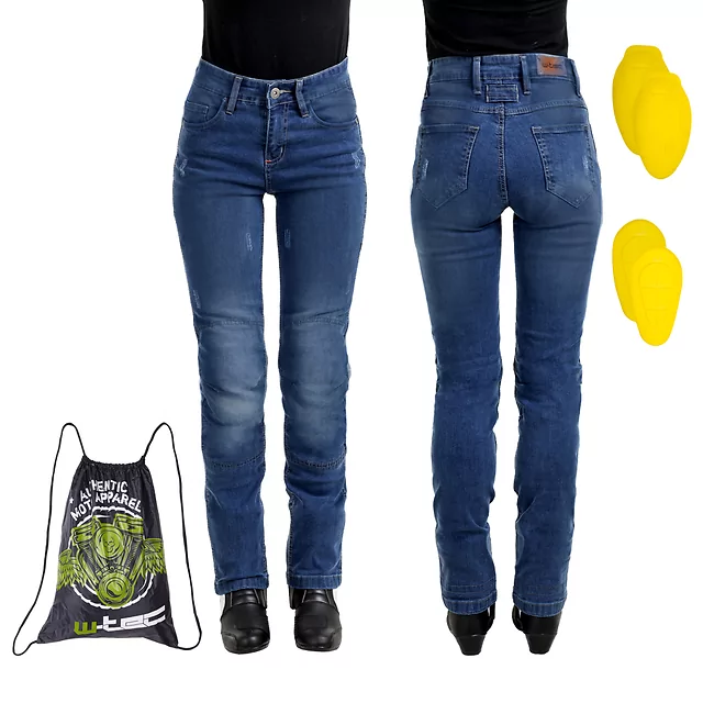 Dámske moto jeansy W-TEC Panimali - čierna - tmavo modrá