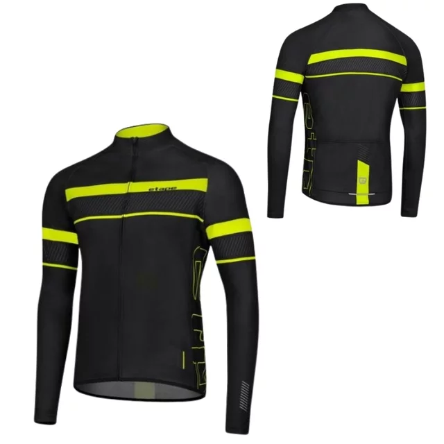 Pánsky cyklistický dres s dlhým rukávom Etape Comfort 2.0 - čierna/žltá fluo - čierna/žltá fluo