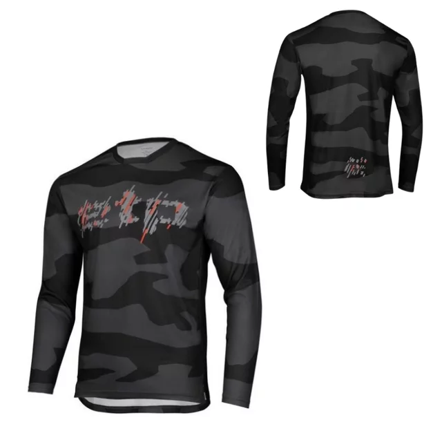 Pánsky cyklistický dres s dlhým rukávom Etape Rocky - čierna/červená - čierna/červená