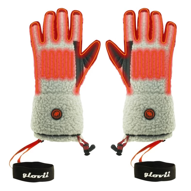 Vyhrievané rukavice v štýle shearling Glovii GS3 2x2100 mAh - béžovo-čierna - béžovo-čierna