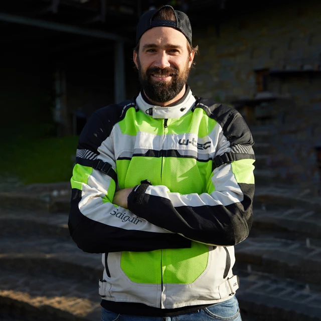 Pánska letná moto bunda W-TEC Saigair - Fluo Yellow-Black
