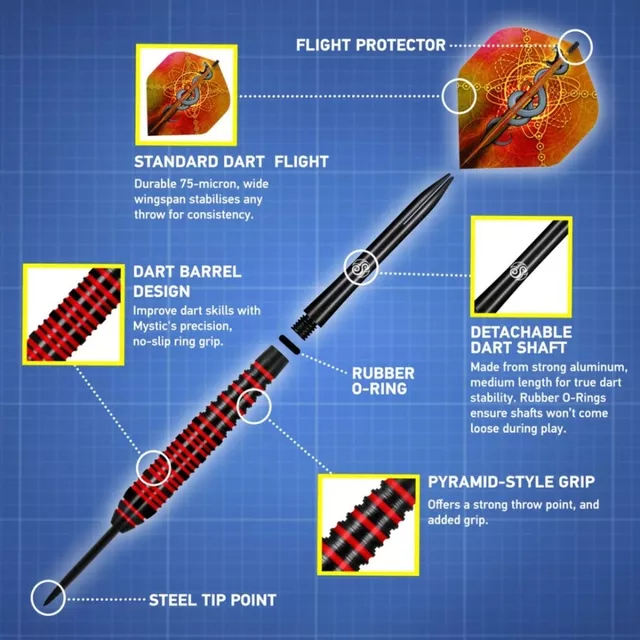 Šípky Shot Value Range Mystic Red Plated Brass steel 3ks