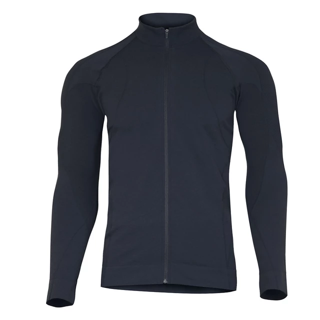 Pánska termo mikina Brubeck FIT s dlhým rukávom - dlhý zips - čierna