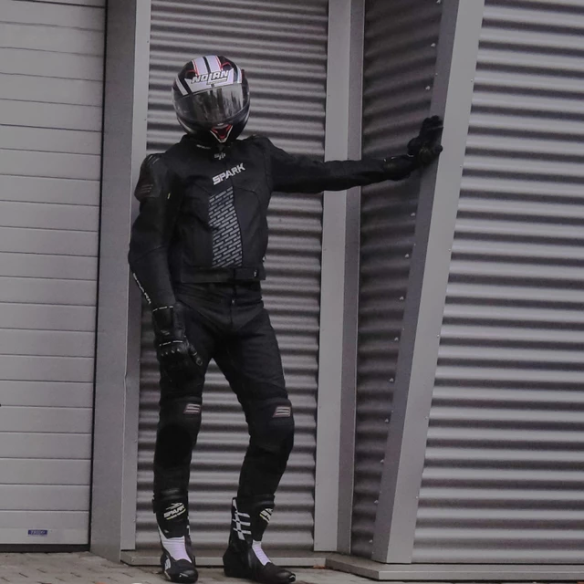 Pánske kožené moto nohavice Spark ProComp - čierna