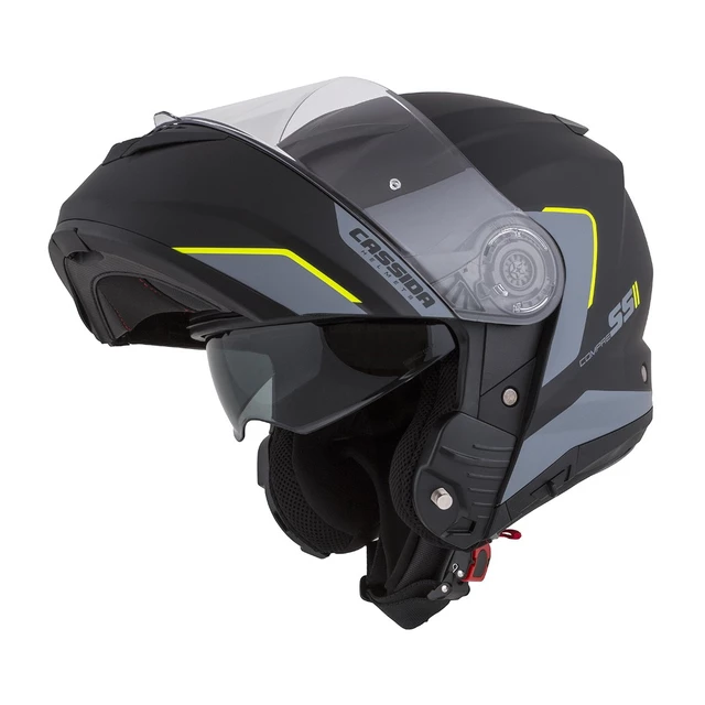 Moto prilba Cassida Compress 2.0 Refraction P/J - čierna matná/šedá/žltá fluo