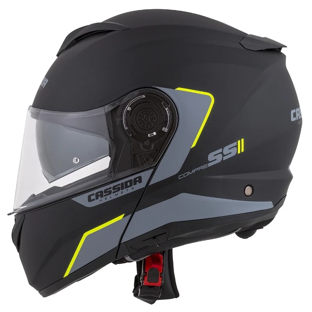 Moto prilba Cassida Compress 2.0 Refraction P/J - čierna matná/šedá/žltá fluo