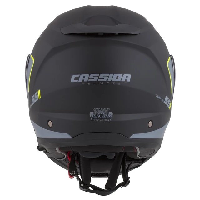 Moto prilba Cassida Compress 2.0 Refraction P/J - čierna matná/šedá/žltá fluo