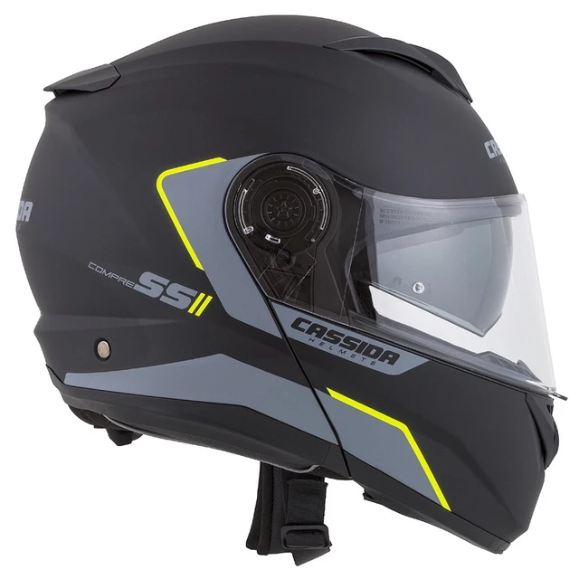 Moto prilba Cassida Compress 2.0 Refraction P/J - čierna matná/šedá/žltá fluo