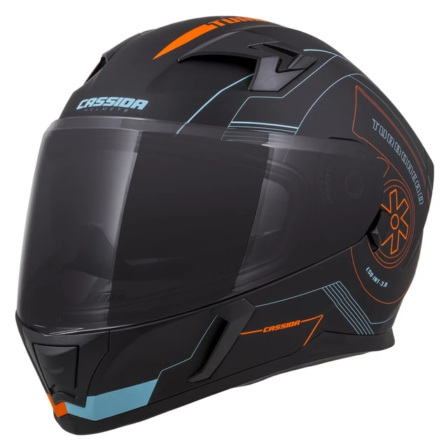 Moto prilba Cassida Integral 3.0 Turbohead - čierna matná/oranžová/modrá