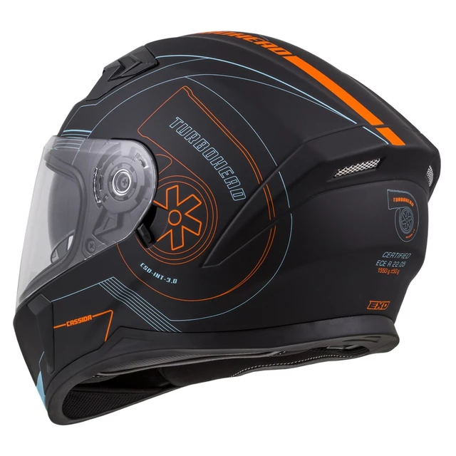Moto prilba Cassida Integral 3.0 Turbohead - čierna matná/oranžová/modrá