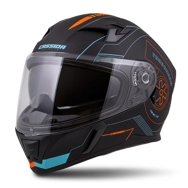 Moto prilba Cassida Integral 3.0 Turbohead - čierna matná/oranžová/modrá - čierna matná/oranžová/modrá