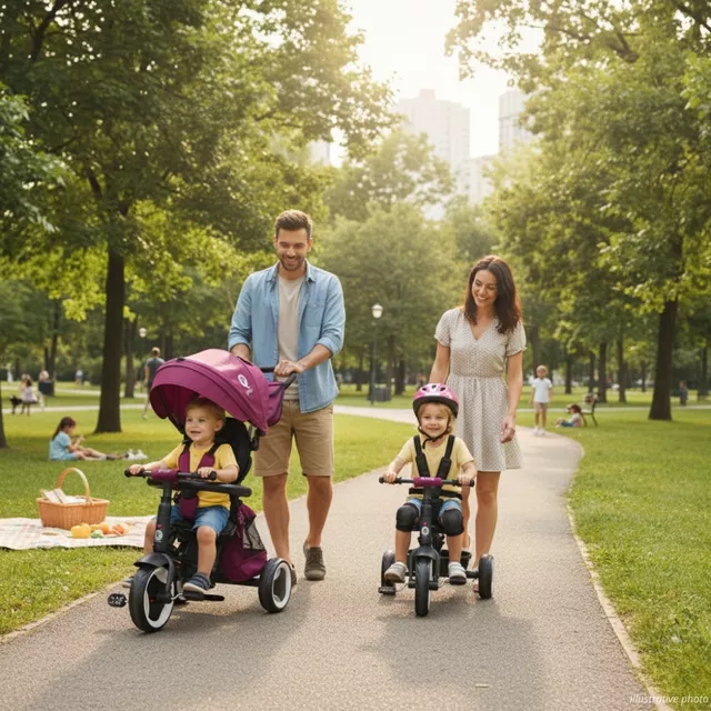 Detská trojkolka s vodiacou tyčou QPlay Rito+ - Turquoise