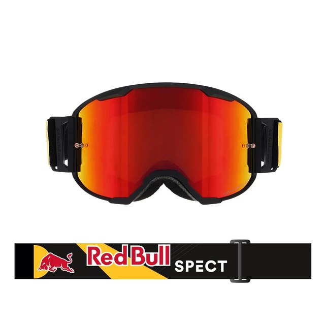 Motokrosové okuliare RedBull Spect Strive Panovision, čierne matné, plexi červené zrkadlové