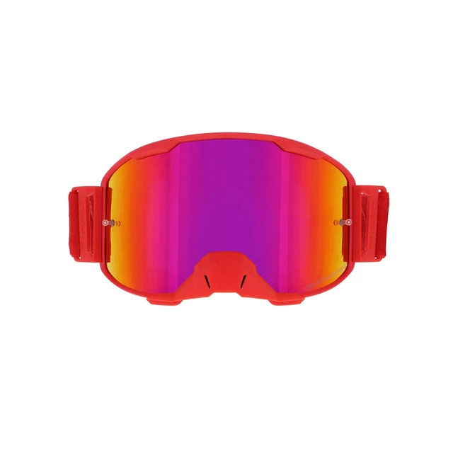 Motokrosové okuliare RedBull Spect Strive Panovision, červené matné, plexi fialové zrkadlové