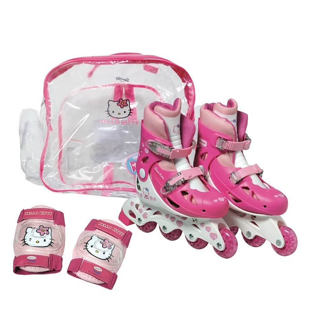 Hello Kitty dievčenská sada kolieskové korčule+chrániče kolien a lakťov