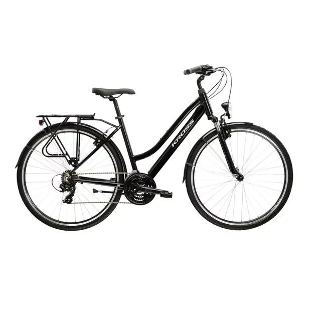 Dámsky trekingový bicykel Kross Trans 1.0 28" SR Gen 007 - čierna / šedá / strieborná / lesk