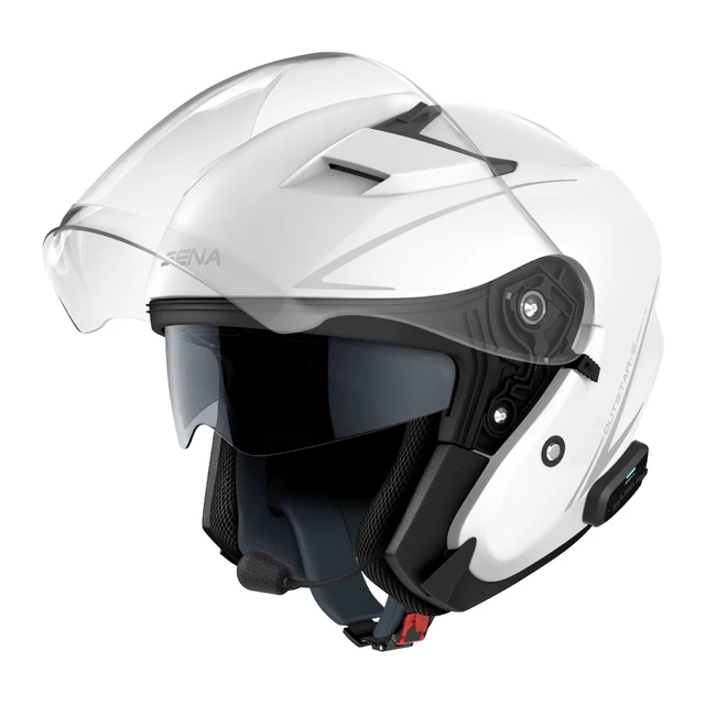 Moto prilba s headsetom SENA Outstar S lesklá biela