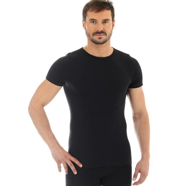 Pánske tričko Brubeck - krátky rukáv - Dark Grey - čierna