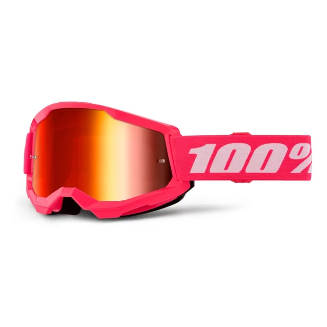 Motokrosové okuliare 100% Strata 2 New Mirror - Šedé, červené plexi