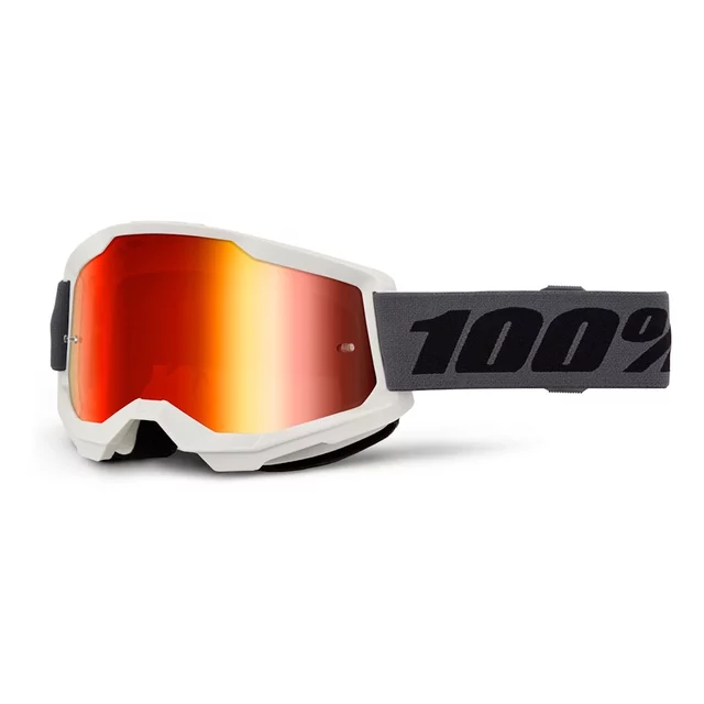 Motokrosové okuliare 100% Strata 2 New Mirror - Šedé, červené plexi - Šedé, červené plexi