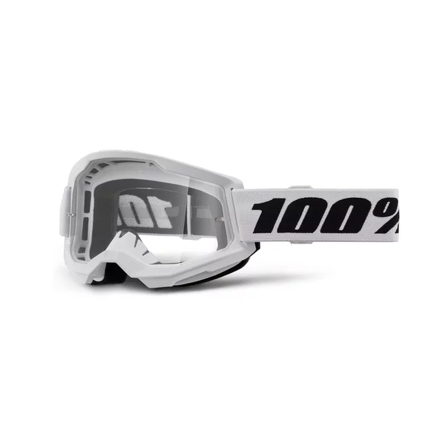 Motokrosové okuliare 100% Strata 2 New - Blue, číre plexi - White biela, číre plexi
