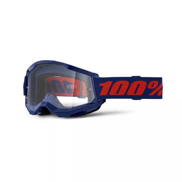 Motokrosové okuliare 100% Strata 2 New - Blue, číre plexi - Blue-Red modro-červená, číre plexi