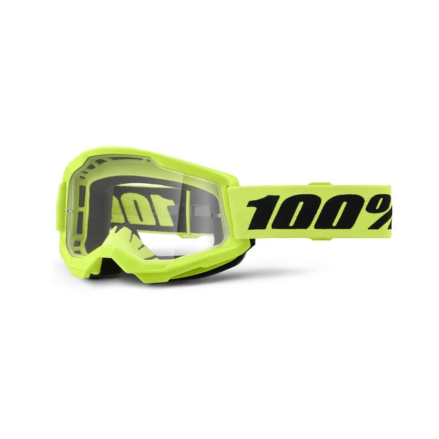 Motokrosové okuliare 100% Strata 2 New - Blue, číre plexi - Neon Yellow, číre plexi