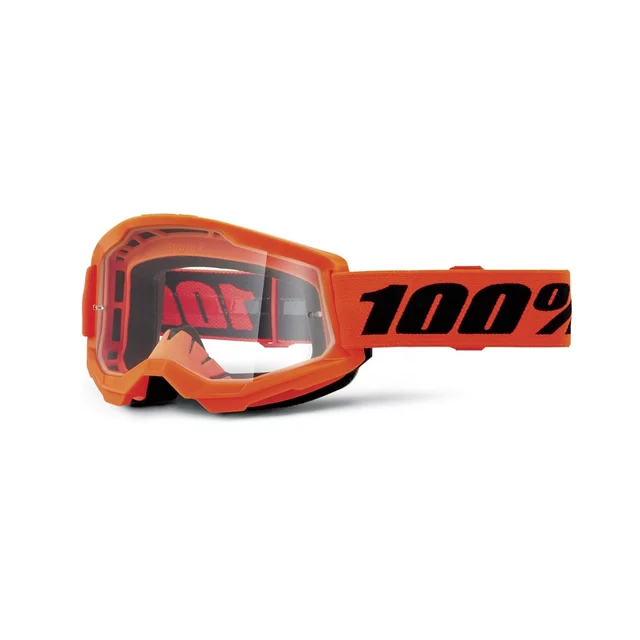 Motokrosové okuliare 100% Strata 2 New - Blue, číre plexi - Orange, číre plexi