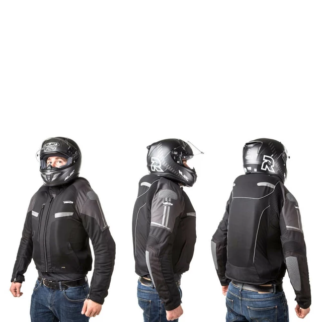 Letná airbagová bunda Helite Vented, mechanická s trhačkou - čierno-šedá