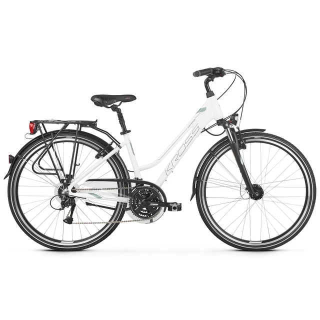Dámsky trekingový bicykel Kross Trans 4.0 28" - model 2020 - bielo-zelená