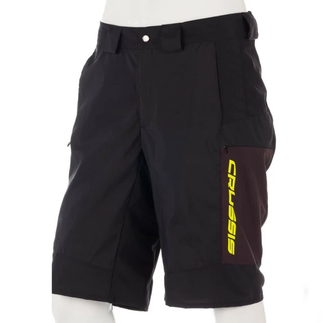 Pánske freeride šortky Crussis CSW-076 - čierna/žltá fluo - čierna/žltá fluo
