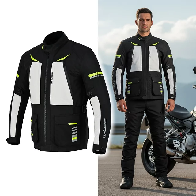 Moto bunda W-TEC Warao - čierna-fluo - čierna-fluo