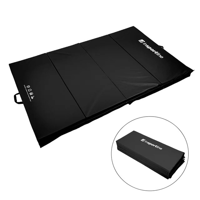 Skladacia gymnastická žinenka inSPORTline Kvadfold 200x120x5 cm - hnedá - čierna