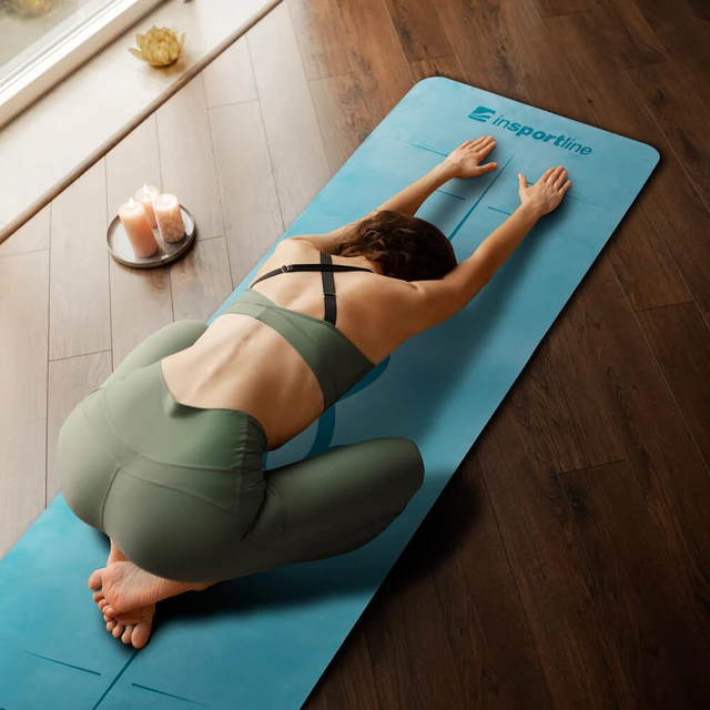 Joga podložka inSPORTline Padvana 183x61x0,4 cm - modrá