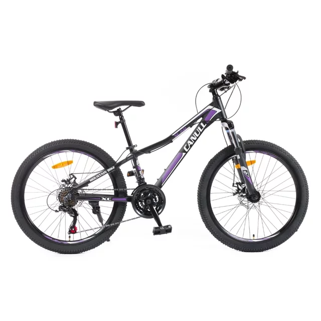 Juniorský bicykel Canull XC 241 24" - model 2026 • 137-152 cm - čierna/biela - čierna/fialová