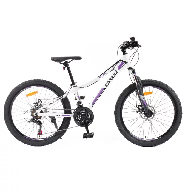 Juniorský bicykel Canull XC 241 24" - model 2026 • 137-152 cm - čierna/biela - biela/fialová
