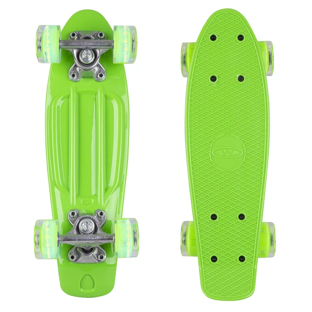 Mini penny board WORKER Pico 17" se svietiacimi kolieskami - 2. akosť - zelená doska, zelené kolieska