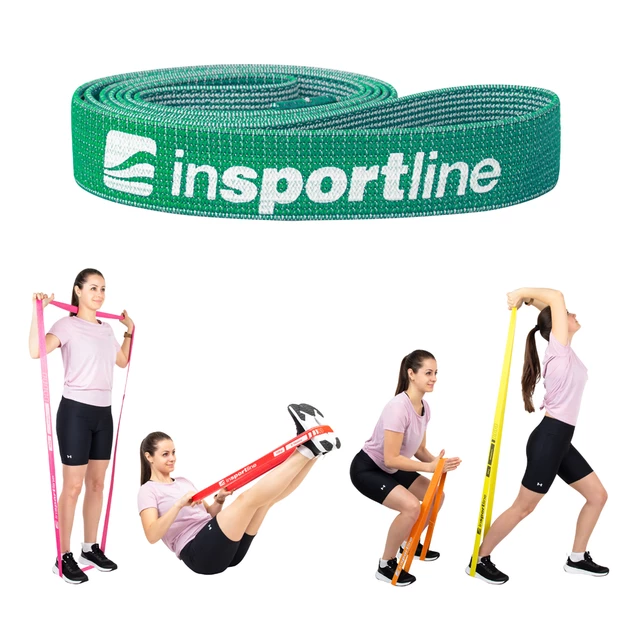 Posilňovacia guma inSPORTline Rand XX Strong 208x3,3 cm / 13 kg - tmavo zelená