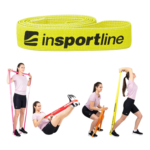 Posilňovacia guma inSPORTline Rand Medium 208x3,3 cm / 6 kg - fluo žltá