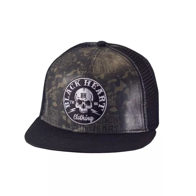 Šiltovka BLACK HEART Bastard Skull Trucker - khaki-čierna