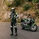 Pánske kožené moto nohavice W-TEC Vector - čierna-fluo