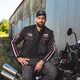 Pánska textilná bunda W-TEC Jawo - čierna s červeným a béžovým pruhom